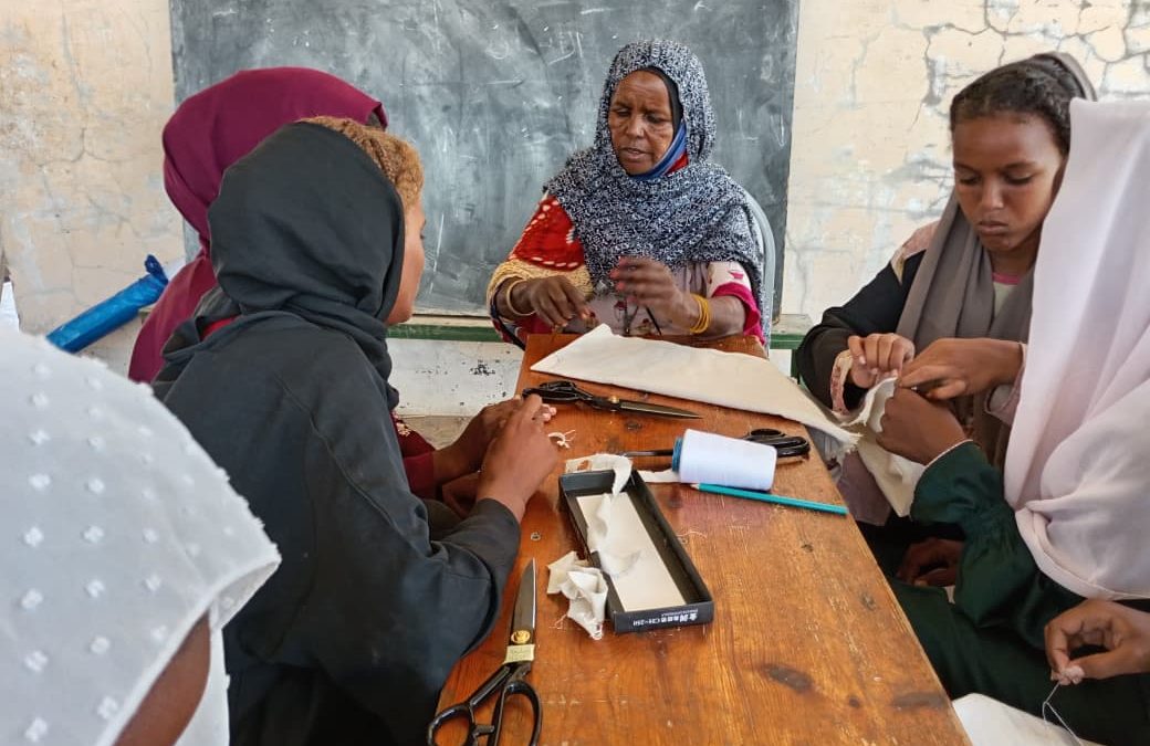 Girls Learn Sewing at Aitrba E-Learning Center