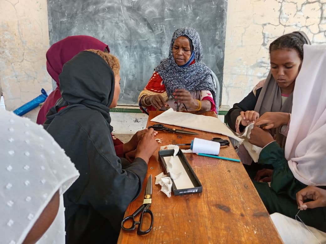 Girls Learn Sewing at Aitrba E-Learning Center